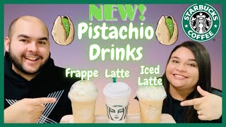 NEW Starbucks Pistachio Latte Iced Latte amp Pistachio Frappuccino Review ☕️ [upl. by Nylirak]