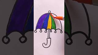 Beautiful Umbrella ☔ Drawing Colouring and Painting for Kids Tollders drawing shorts [upl. by Anawot654]