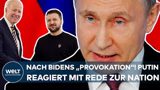 UKRAINEKRIEG Nach der quotProvokationquot durch Biden Putin reagiert mit Rede zur Lage der Nation [upl. by Reifinnej85]