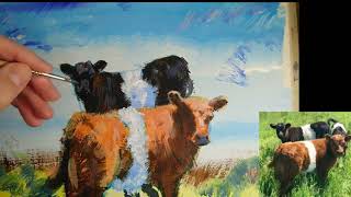 Belted Galloway Cattle Painting Part 14 [upl. by Ettenauq]