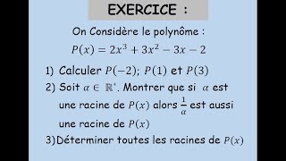 PolynômesRacine dun polynômeDivision euclidienneExercice TCSBIOF Tronc commun science [upl. by Ailel707]