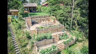 Holz im Garten ist natürlich und schön Terrassierung  Gartengestaltung amp anlage [upl. by Anilev]