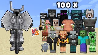 FERROUS WROUGHTNOUT vs All mobs in Minecraft x100  Ferrous Wroughtnout vs every mob 1v100 [upl. by Niledam595]