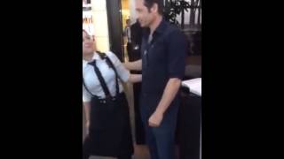 David Duchovny at a restaurant in Moscow Russia  June 2 2014 [upl. by Llenyaj]