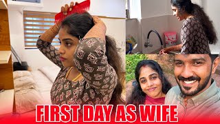 FIRST DAY AS A WIFE 😍  ഭർത്താവിന്റെ വീട്ടിൽ ആദ്യ ദിവസം 🥹  HOME TOUR  PULLOTHI [upl. by Notak906]