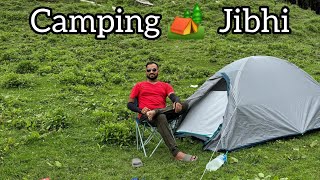 Best place for camping 🏕 in Jibhi Manali  Decathlon Quechua tent camping and installation [upl. by Hayilaa]