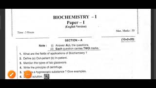 MLT 1st yr P1 LM amp D  1st year  model question in biochemistry [upl. by Quillan]