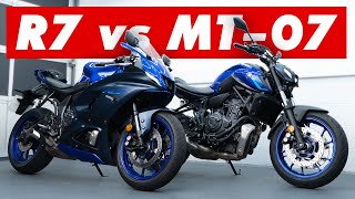 Yamaha R7 vs MT07 Which Should You Buy [upl. by Eyanaj920]