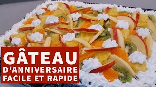 Gâteau danniversaire Facile Super Rapide 😀 Gâteau aux Fruits [upl. by Minnaminnie]