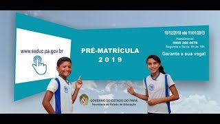 Prématrícula PA Seduc na rede estadual para 2020 [upl. by Nels]