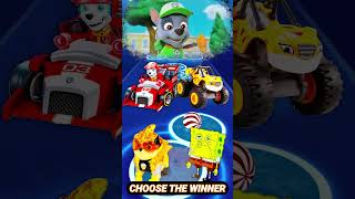 Sport Car Marshall vs Stripes Toy vs Super Rubble Toy vs Spongebob 3 pawpatrol tileshop shorts [upl. by Aoh]