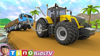 Fendt Tractor and Log Trailer Trucks for Kids  Floating Bridge Construction [upl. by Squier123]