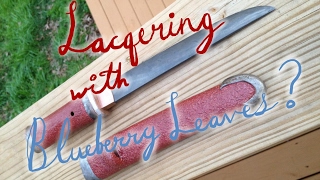 Lacquering a Japanese Tanto Knife with Blueberry Leaves [upl. by Litt748]