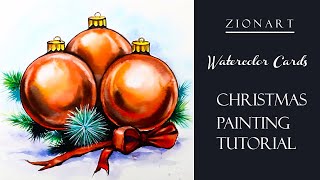 How To Draw Christmas Baubles  Watercolor Tutorial For Beginners [upl. by Ronda840]