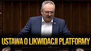 Ustawa quotlikwidująca platformęquot  Marek Jakubiak w Sejmie  Wolni Republikanie [upl. by Storfer]