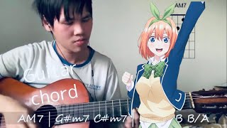 GOTOUBUN NO HANAYOME ∬ ED song guitar chord cover  Hatsukoi 中野家の五つ子「はつこい」『五等分の花嫁∬』 ギター弾き語り [upl. by Airod37]