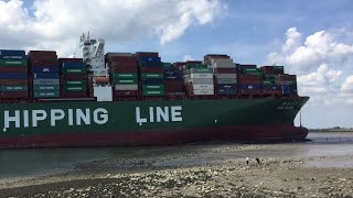 CSCL JUPITER aground in Bath Netherlands Part3 [upl. by Winona380]