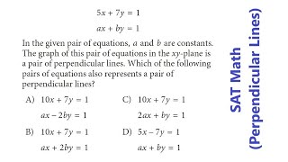 SAT Math Perpendicular Lines [upl. by Cosme]