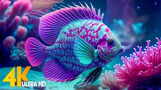 Aquarium 4K VIDEO ULTRA HD  Beautiful Coral Reef Fish  Sleep Relaxing Meditation Music [upl. by Akinas871]