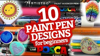 10 EASY Paint Pen Designs for Beginners  Easy Stone Painting Ideas  Rock Painting 101 [upl. by Ynffit]