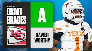 2024 NFL Draft Grades Chiefs select Xavier Worthy No 28 Overall  CBS Sports [upl. by Nolyar]