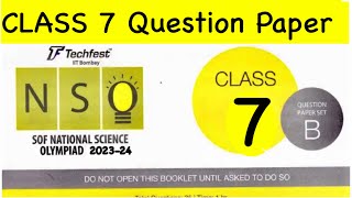 NSO Class 7 Question Paper Set B 202324  SOF science Olympiad Question Paper Grade 7  SOF NSO [upl. by Ysle]