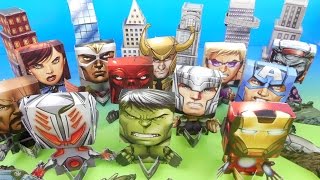 2015 AVENGERS ASSEMBLE SET OF 12 SUBWAY BOBBLE HEADS MOVIE COLLECTIBLES VIDEO REVIEW [upl. by Fisch805]