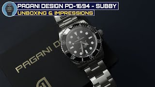 Pagani Design PD1694 Unboxing amp Impressions  A No Date Subby Homage [upl. by Ahsenhoj]