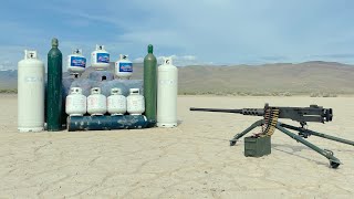 50cal M2 vs 1000 Pounds of Propane and Oxygen Tanks [upl. by Lubow]