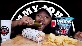 JIMMY JOHNS GIANT 16quot GARGANTUAN UNWICH MUKBANG BIG BITES  FLAVASBYDAMEDASH [upl. by Teeter861]