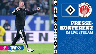 RELIVE PRESSEKONFERENZ NACH DEM STADTDERBYSIEG I 29 Spieltag I HSV vs FC St Pauli [upl. by Artemus]