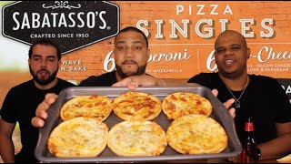 SABATASSOS PIZZA SINGLES Pepperoni Pizza amp Four Cheese PIZZA CHALLENGE  DOMINICANS TRY [upl. by Nohsal652]