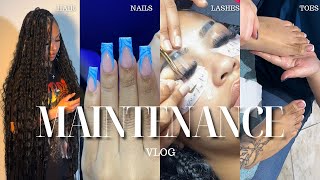 MAINTENANCE VLOG  A 16 YEAR OLD DID MY HAIR  NEW NAILS  LASHES  BROWS  PEDI 🤍 [upl. by Mochun]