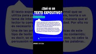 ¿Qué es un TEXTO EXPOSITIVO  Definición y características shorts [upl. by Hazelton]