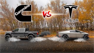 Ultimate Cummins Swapped F250 vs Tesla Cyber Truck Tug of War [upl. by Ordnaxela]