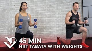 45 Minute HIIT Tabata Workout with Weights  HIIT Workouts for Weight Loss amp Strength at Home [upl. by Retxab]