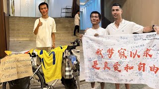 Ronaldo Finally Met this Chinese Fan who Cycled 6 for Months to Meet him [upl. by Steinway617]