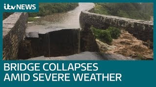 Bridge collapses as hailstones and floods bombard North Yorkshire  ITV News [upl. by Air484]