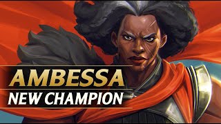 AMBESSA MEDARDA NEW CHAMPION PREVIEW LORE ABILITIES  League of Legends [upl. by Kerrison469]