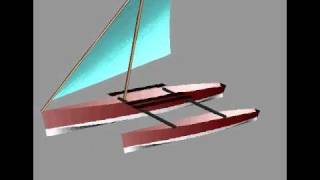 ProaCat  56m 19 ft lateen sail tacking outrigger [upl. by Yonina]