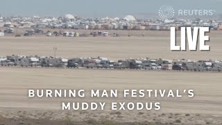 LIVE Burning Man festival exodus begins through Nevada deserts drying mud [upl. by Lydia380]