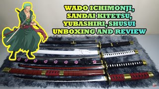 RORONOA ZORO KATANA UNBOXING AND REVIEW WADO ICHIMONJI SANDAI KITETSU YUBASHIRI SHUSUI ONEPIECE [upl. by Tinya]