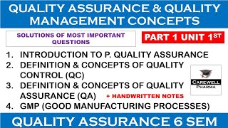 Quality Control QC  Quality Assurance QA  GMP  Quality Assurance 6th semester  Carewell P [upl. by Doersten]