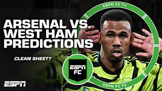 PREDICTIONS for Arsenal vs West Ham 🔮 Everyone but Kasey predicts a clean sheet 👀  ESPN FC [upl. by Hewes244]