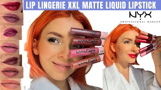 NYX LINGERIE XXL liquid lipstick  shades comparison  swatches  review [upl. by Zischke564]