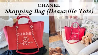 Chanel Shopping Bag  Chanel Deauville Tote  What fits  Chanel 24P [upl. by Sheets63]