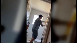 Viral video shows contractor destroy bathroom after he says homeowner refused to pay [upl. by Naillik]