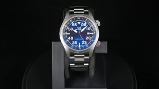 Glycine Airpilot GMT GL0348 Mens Swiss Pilot Aviator Watch 44mm Blue Dial Date [upl. by Adnahsor]