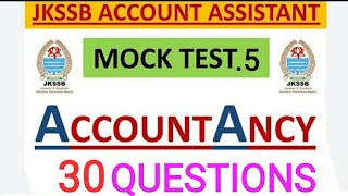 mcqs on accountancy and bookkeeping  Mock Test 5 Accountancy  Mcqs on Accountancy jkssb FAA [upl. by Oliana233]