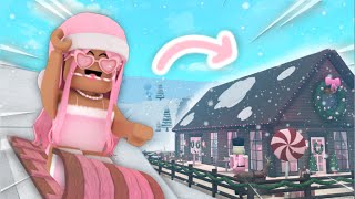 i built a SLEDDING MOUNTAIN in bloxburg with a cute lil cafe [upl. by Acirfa]